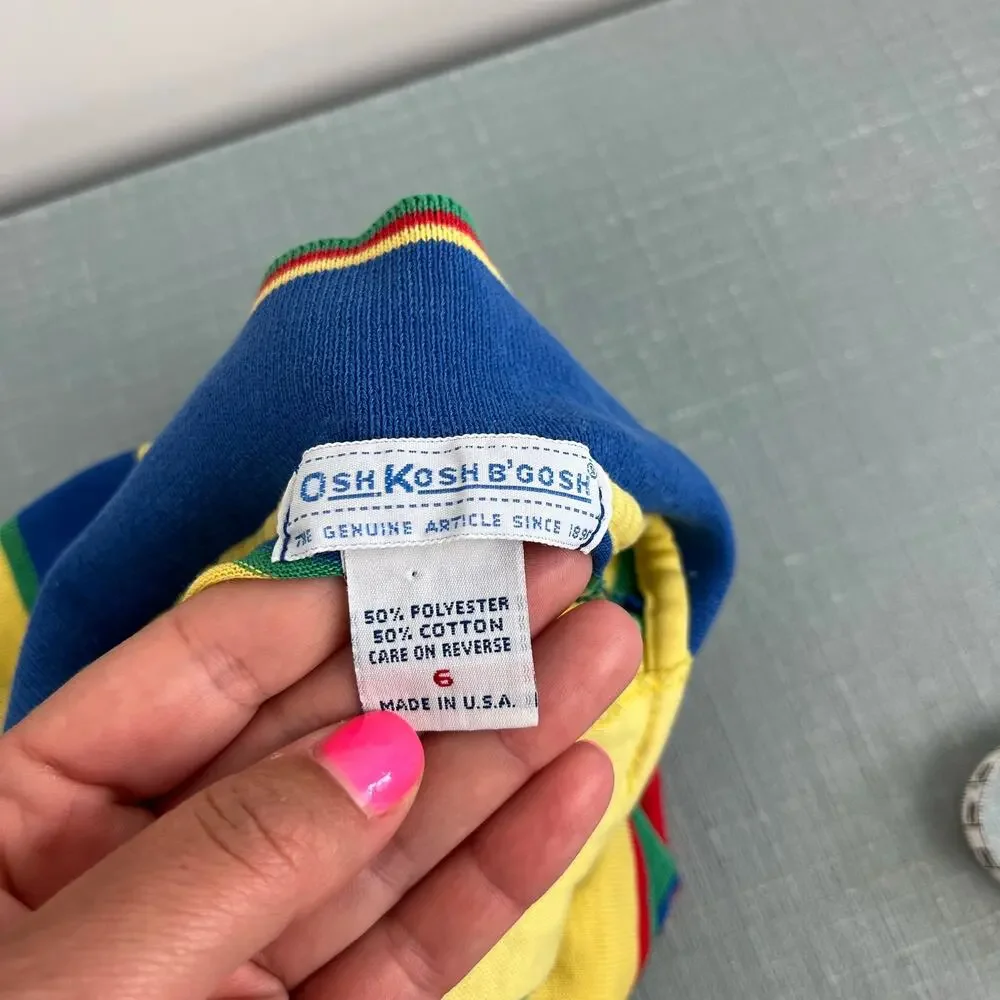 Vintage OshKosh B'gosh Colorful Striped Polo Shirt 6 USA